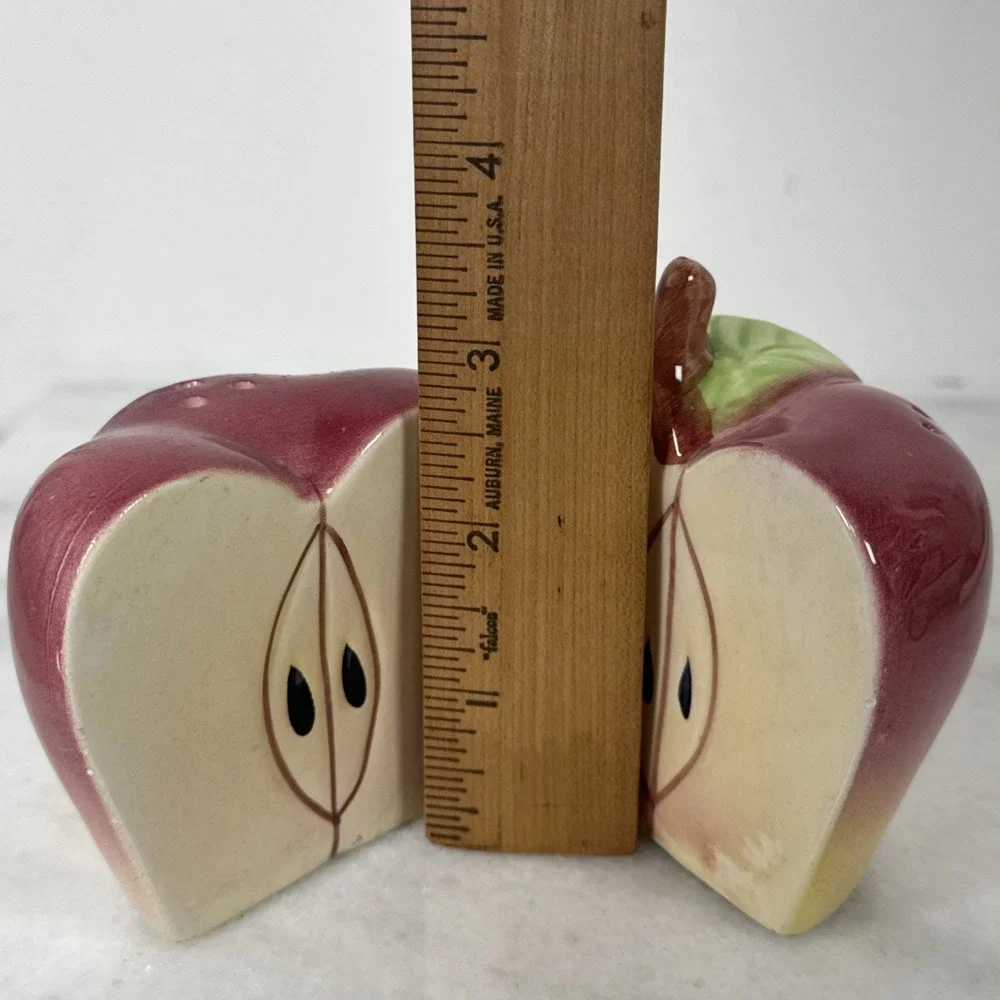 Vintage Divided Apple Salt and Pepper Shakers 3
